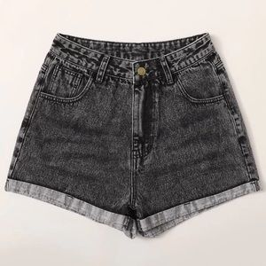 Black denim jean shorts